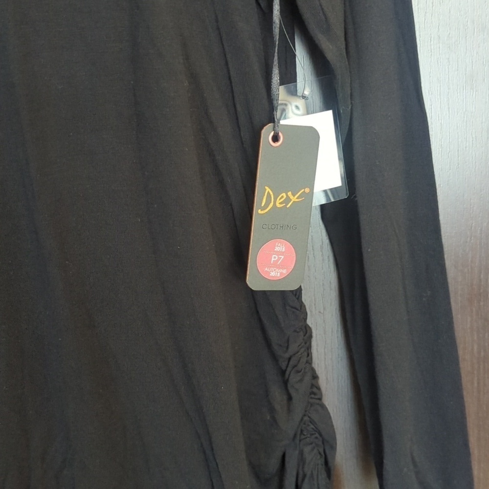 Dex Black Ruched Stretch Long Sleeve Top - Size M NWT - Picture 4 of 8